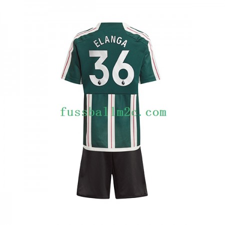Fußballtrikots Manchester United Anthony Elanga 36 Kinder Auswärts Trikotsatz 2023-2024